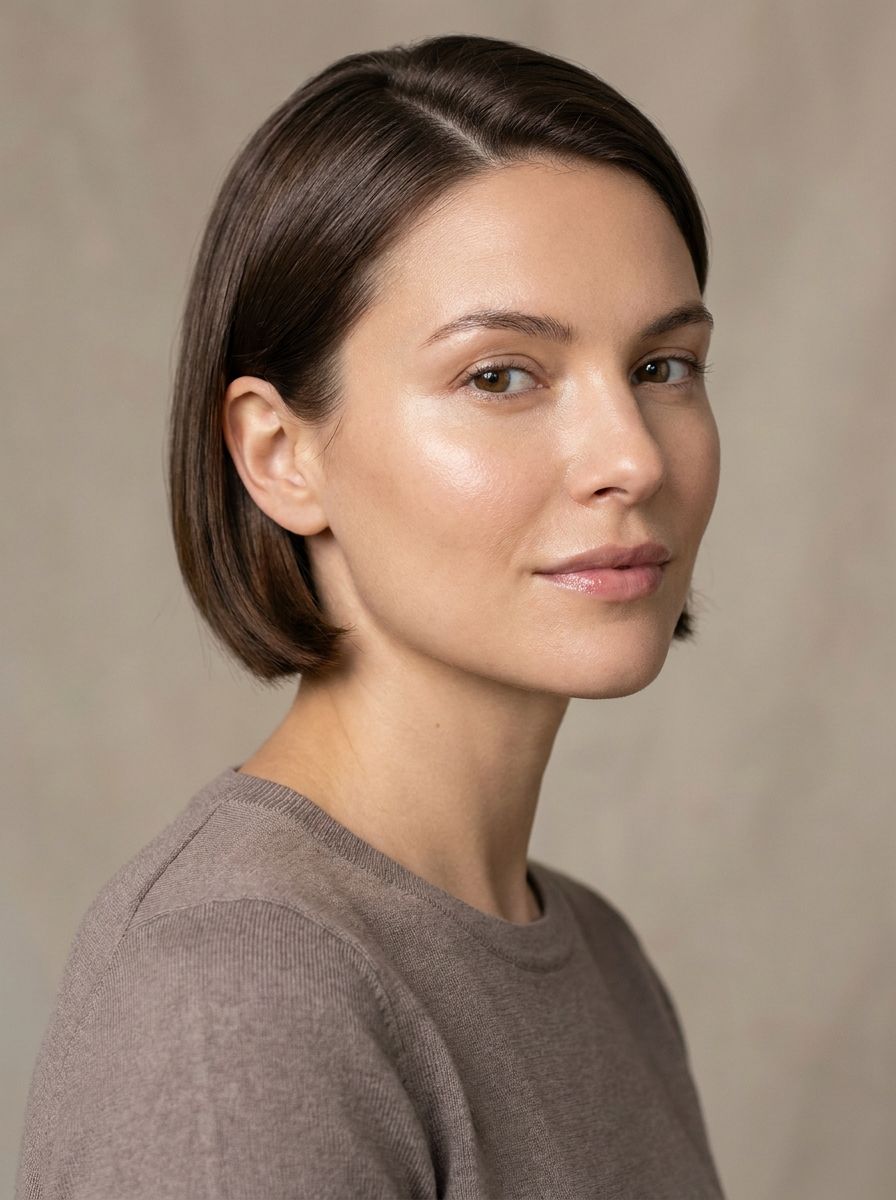 Seitlich gescheitelter Sleek Bob - Sleek Frisuren für kurze Haare